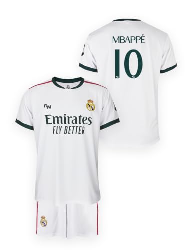 Real Madrid - Conjunto Primera Equipación Temporada 26/27, Blanco, Mbappé, Niños 8 Años - Réplica con Licencia Oficial
