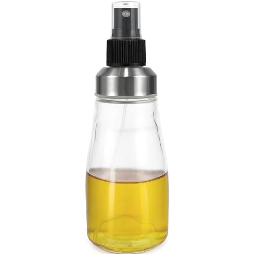 PARENCE.- Spray Huile et Vinaigre 330 ml – Distributeur à Pulvérisation en Verre et Acier Inoxydable – Bouteille Réutilisable pour Cuisine