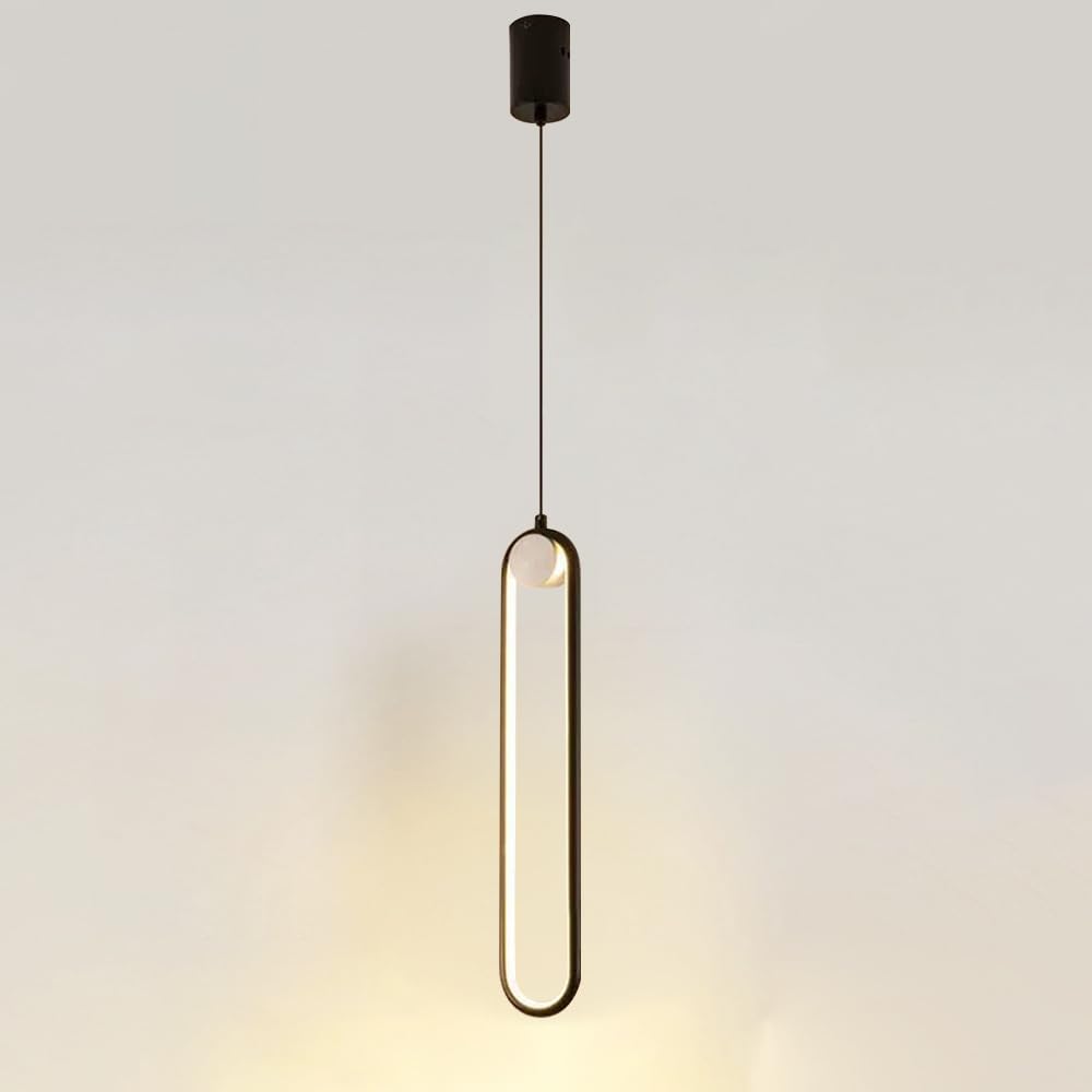 ITOSUI Led Light Modern Simple Ceiling Hanging Light Adjustable Height Hanging Lamp 18W Light Fixtures for Dining Room Living Room Bedroom Bedside/Black/3000K Warm LightBlack-3000K Warm Light