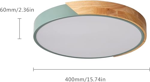 Plafonnier rond LED en bois vert moderne de 50cm pour salon - 5