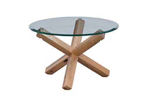 Amazon-Marke: Movian, Couchtisch, rund, 70 x 70 x 44,8 cm, Eiche massiv /...