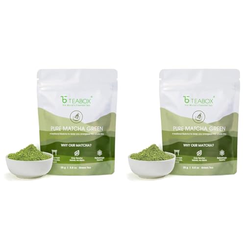 Image of Teabox Matcha Green Tea Powder 25 Grams | 100% Pure & Fresh Authentic Premium Matcha From Youngest Tencha Leaves | Sourced From Shizuoka, Japan (Pack of 2)
