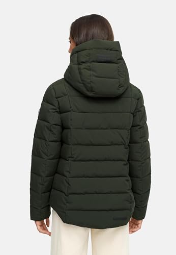 MARIKOO Damen Winterjacke warme Steppjacke mit Kapuze Tayenaa 16 Dark Olive Gr. M