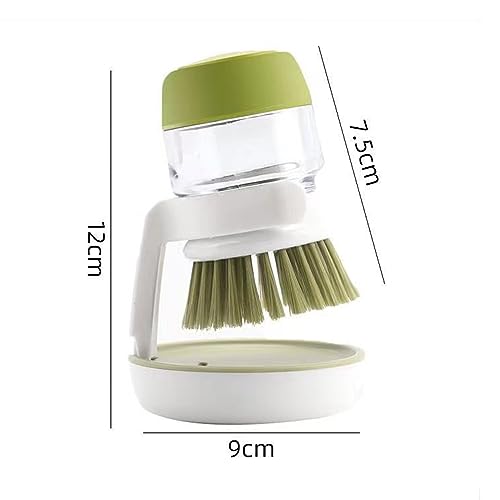 Palm Scrub Refillable Soap Dispensing Cleaning Washing Up Kitchen Brush with Storage Stand Holder, Grey - Image 3