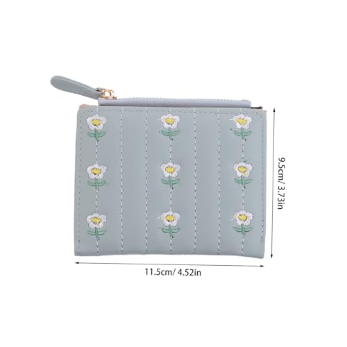 Wallet: Women Cute Coin Purse With Floral Embroidered Pu Bifold Card Holder Compact Two-fold Design For Easy Carrying2