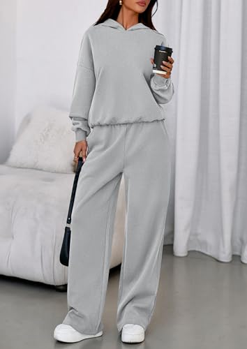 Image of PRETTYGARDEN Womens Sweatsuits 2 Piece Set 2026 Casual Winter Long Sleeve Hoodie Loose Wide Leg Sweatpants Fall Tracksuit