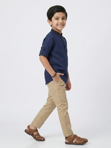 Image of Kids Stylish Solid Style Cotton Mandrain Collar Regular Fit Kurta|| Formal Boys Shirt || Casual Wear Buttoned Kurta for Boys