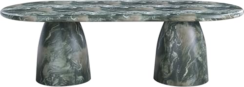 Image of Meridian Furniture 708Green-T Cosenza Collection Art Deco 96 inch Indoor /Outdoor Concrete Dining Table with Green Marble Finish, 96 inch W x 44.5 inch D x 30 inch H