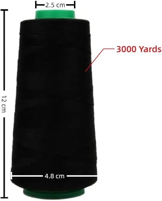 1 Spool Polyester Thread, Black Polyester Sewing Thread for Hand and Machine Sewing 3000 Yards - Image 2