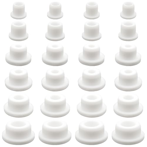 24 PCS Bathtub Jet Covers, Silicone Hole Plug, White Jet Tub Plug Cover Caps, Waterproof Tube Plugs, Pipe Tube Inserts for 9-10 mm 12mm 14mm 16mm 18mm 22-23mm Bathtub Hole, 6 Sizes