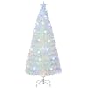 GOFLAME 6 FT Pre Lit Christmas Tree Artificial Fiber Optic Christmas Tree with Lighted Top Star Iridescent Leaves 36 Snowflakes Lights 230 Branch Tips Holiday Xmas Decoration Tree for Home Party