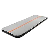 Ampel 24 Airtrack Fitness-Matte, aufblasbare Turnmatte 300x100x10 cm grau/schwarz, inkl. Aufbewahrungstasche, Luftpumpe und Reparaturset