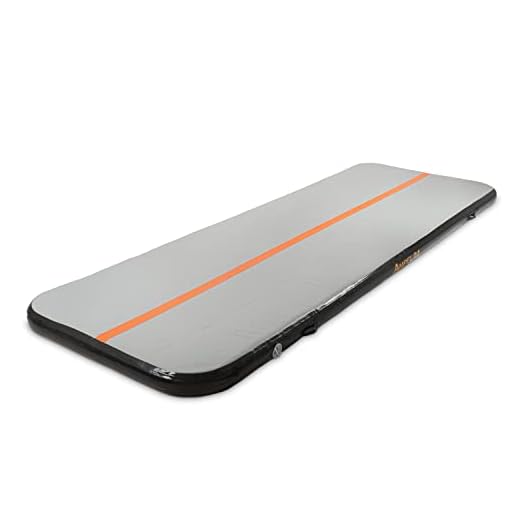 Ampel 24 Airtrack fitnessmatta, uppblåsbar gymnastikmatta 300x100x10 cm grå/svart, inkl förvaringsväska, luftpump och reparationssats