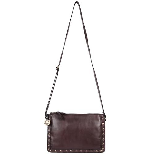Image of Genuine Italian Leather Boho Studded Crossbody Shoulder Bag - Stylish, Durable, & Perfect for Everyday Use for women
