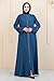 istanbul styles Women's Abaya Long Sleeve Open Quarry Floor Length Zipper Floor Length Turkish Islamic Fashion (Denim Blue, X-Large)