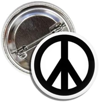 1960's Historical Replica Throwback Button Badge Pin Black and White Peace Sign Hippie Symbol Made in USA