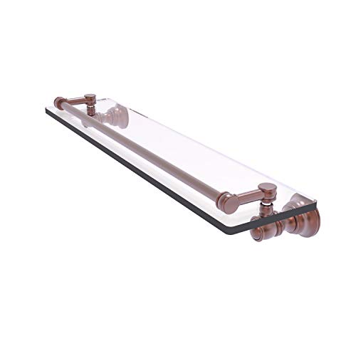 Allied Brass CL-1-22-GAL Carolina Collection 22 Inch Gallery Rail Glass Shelf, Antique Copper