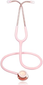 Scienlodic Double-Sided Stethoscope with Ear Tips, Professional Stethoscope for Doctor Nurse Clinical Student Use, Customized Gold-Plated High-end - Light Pink