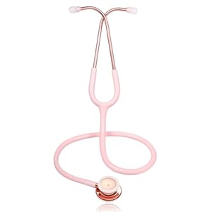 Scienlodic Double-Sided Stethoscope with Ear Tips, Professional Stethoscope for Doctor Nurse Clinical Student Use, Customized Gold-Plated High-end – Light Pink
