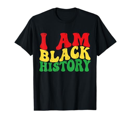 I am black history groovy retro vintage black history mese maglietta