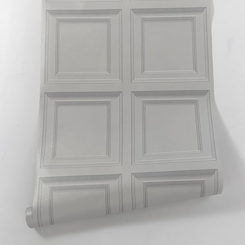 Swehooirt Grey Wallpaper for Living Room Feature Wall Grey Panel Wallpaper Effect Wall Paper Roll Bedroom Wallpaper for Adults Retro Wall Panelling Lounge Wooden Panels for Walls