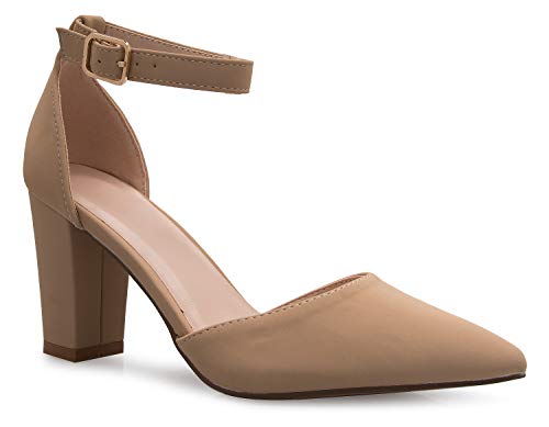 tan block heels closed toe