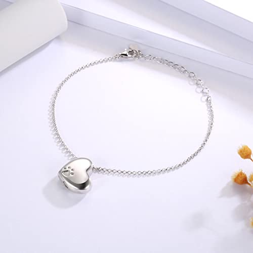 Jzcolor Heart Urn Bracelet For Women - 925 Sterling Silver Pawprint Ashes Bracelet Cremated Ashes Holder Jewelry For Teens #TOP2