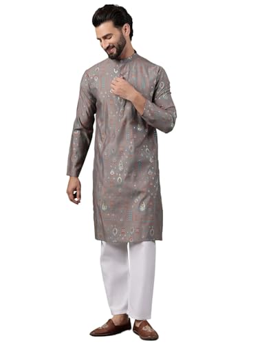 Image of SOJANYA (Since 1958 Men's Cotton Traditional Foil Print Motifs Kurta With Pyjama