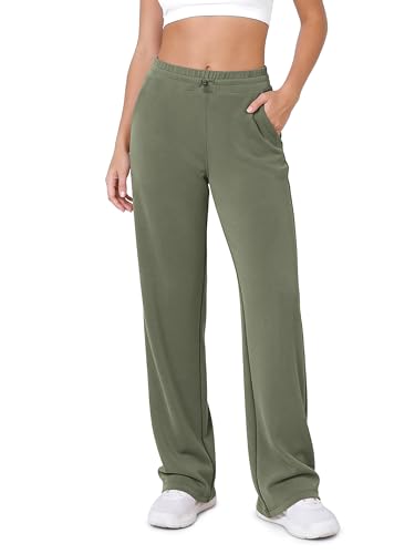 ODODOS Women's Modal Soft Wide Leg Pants with Pockets Adjustable Shockcord High Waist Casual Lounge Pants-27/29/31" Inseam