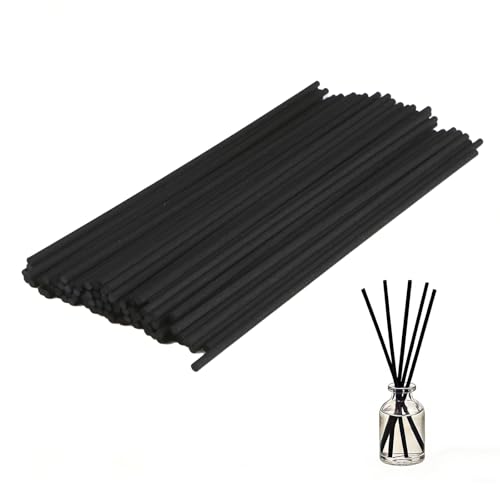 Admygo 50pcs Reed Diffuser Sticks 7.8 Inch Rattan Wood Sticks Diffuser Refills Thick Room Diffuser Sticks for Essential Oil Fibre Reeds for Diffusers Replacements for Home Office (Black)