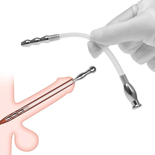 Image of Romi Chastity Device Cock Cage Accessories Catheter Urethral Sound Long Silicone Male Urethral Tube Hollow Stainless Steel Penis Plug Male Sex Toys