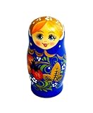 rukauf Hohlama Rossijanotschka Matrjoschka Matröschka Matroschka Babuschka 11cm Höhe - 5 Holz-Puppen - Verschiedene Motive - Holzpuppe Матрёшка хохлама Matruschka chohlama (Blau)