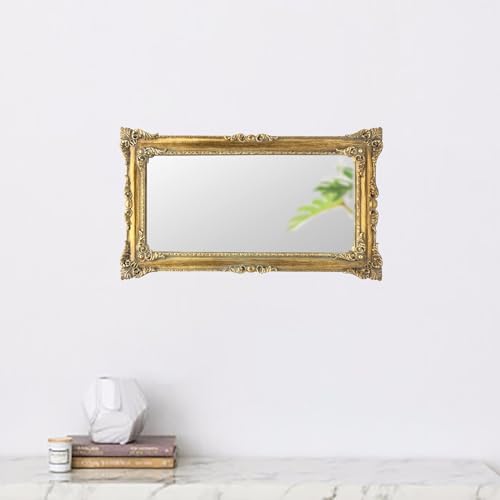 JANDERART Gold Vintage Mirror 8x14 Inch, Antique Ornate Decorative Mirror for Desk & Wall, Small Vanity Mirror for Makeup Wall Decor, Antique Gold - Image 6