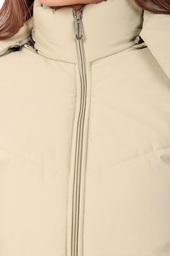 Image of Brazo Crop Puffer Jacket for Women, Cropped Design, Insulated, Hooded, Long Sleeves