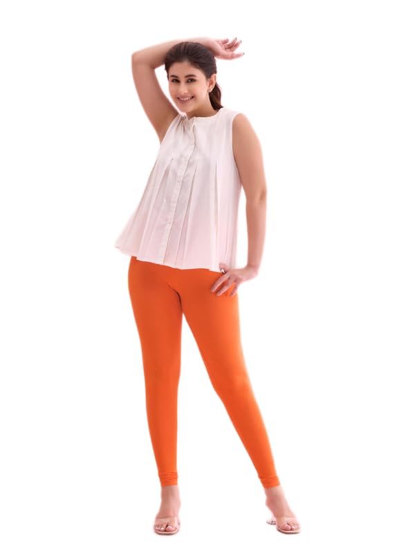 Image of GO COLORS Soft Cotton Stretch Ankle Length Leggings for Women | Breathable