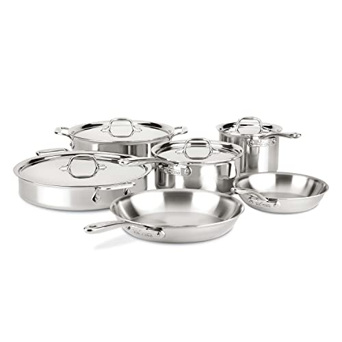 All-Clad D3 Compact Stainless Steel Dishwasher Safe Cookware Set, 10-Piece, Silver