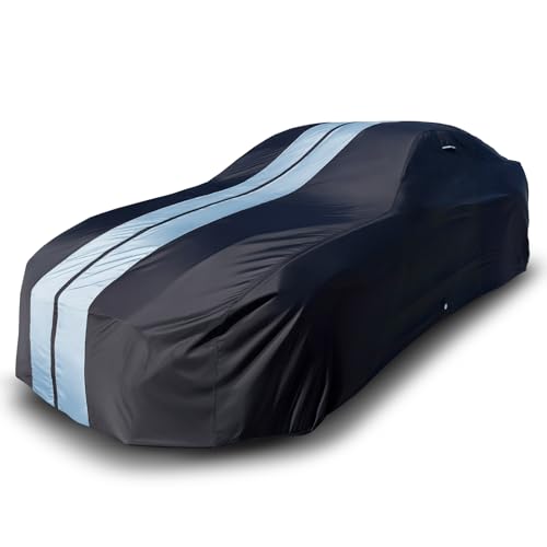 Image of Coverland Custom Car Cover Waterproof All Weather for 1949-1964 Cadillac DeVille, Weatherproof Car Covers for Automobiles, Rain, Snow, Sun Protection, Full Exterior Covers, Stripe(Black /Gray)