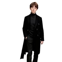 Kids Boys' Trench Coat Double-Breasted School Dress Coats, Wool Blend Windbreaker Peacoat Lapel Classic Overcoat Autumn Winter Outwear Black 9 Years