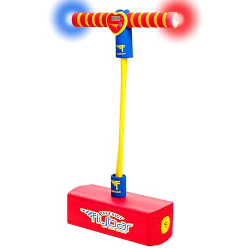 Image of Flybar My First Foam Pogo Jumper for Kids Fun and Safe Pogo Stick for Toddlers, Durable Foam and Bungee Jumper for Ages 3 and up, Supports up to 250lbs (Red LED), 5.51x4.92x10.43