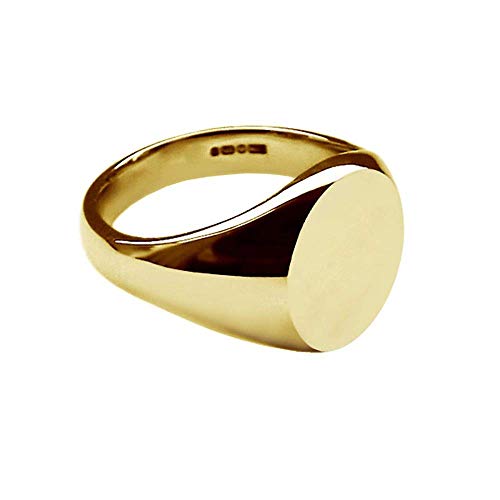 Bague signet or jaune 9ct ovale femme anneau estampé uni poinçon