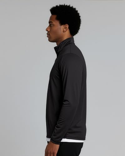 Image of Real Essentials 3 Pack: Men's Dry-Fit Active Quarter Zip Long Sleeve Athletic Performance Pullover (Available in Big & Tall)
