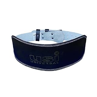 USI Universal Padded Weight Lifting Belt, 790SL6 Leather & Metal Construction, Suede Leather Lining, Weight Belt for Deadlift, Squat & Weightlifting for Men, Women (6 Inch, Black, L)