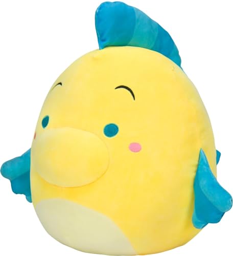 Squishmallows Disney Flounder 20cm : peluche Polochon officielle pour lit d'enfant