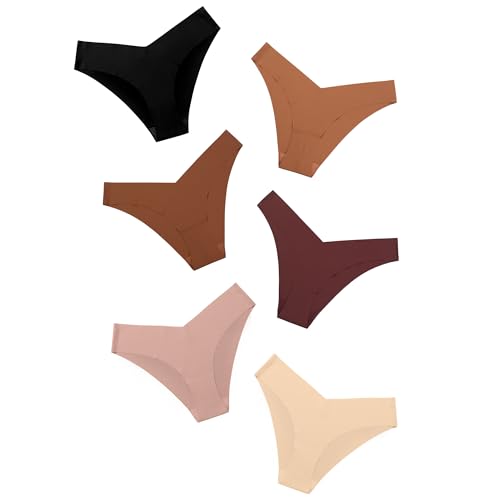 Image of DEANGELMON Women Seamless Bikini Cheeky Underwear Invisible No Show Panties V-Waist Hipster Ladies Soft Stretch Multi Pack