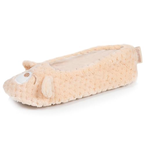 Isotoner - Zapatillas extra ligeras zapatillas bailarinas para mujer, micro esponja, suela goma antideslizante, EU,, albaricoque, 37/38 EU