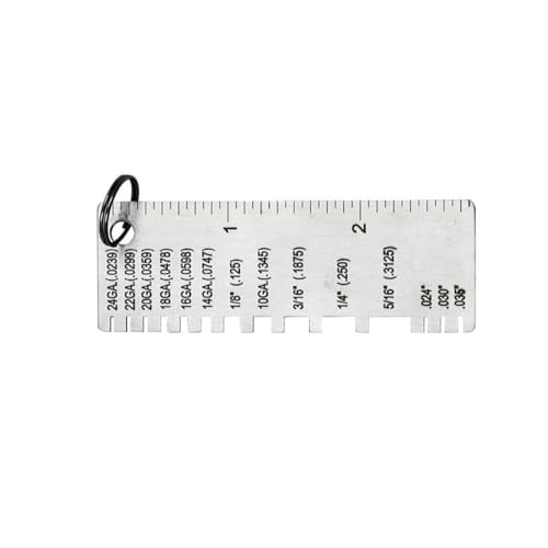 6 piezas Medidor de grosor para alambre y chapa metálica 14 16 18 20 22 24, herramienta de inspección para soldadura acero inoxidable miniatura 4