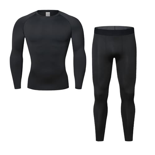 Photo de Kelandoom Homme Sportswear 2 Pièce Sets,Legging avec Poche Ensemble Tee Shirt Survetement Equipe De France Jogging Militaire Homme Chemise Homme Rouge À Manches Longues Sport Serré Base Layer Suit