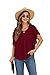 QIXING Women's Summer Casual Loose Short Sleeve Round Neck T-Shirt Chiffon Tops Blouses Wine Red-Medium