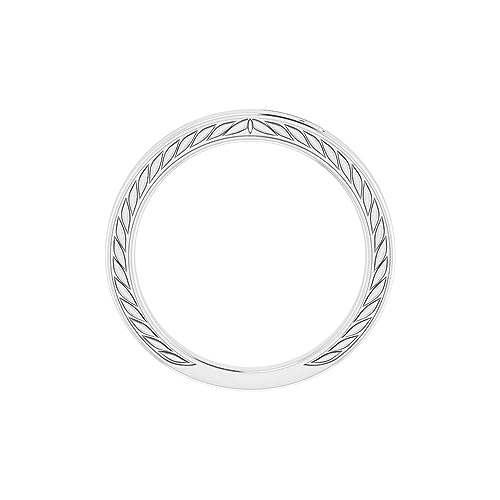 Solid Platinum 9x7mm Emerald Wedding Band - Size 7 - SKU#35702