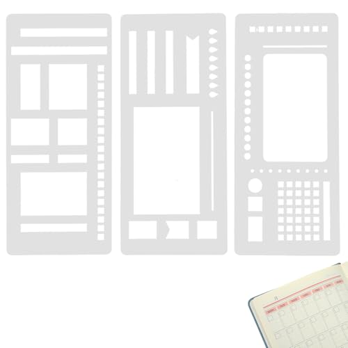 Flexible Planner Stencil, 3 Pack Reusable Templates for Dot Grid Journals, Calendar Stencils for Planners, Checklists and DIY Crafts